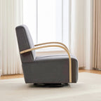 Modern Velvet 360° Swivel Accent Chair with Wood Armrests