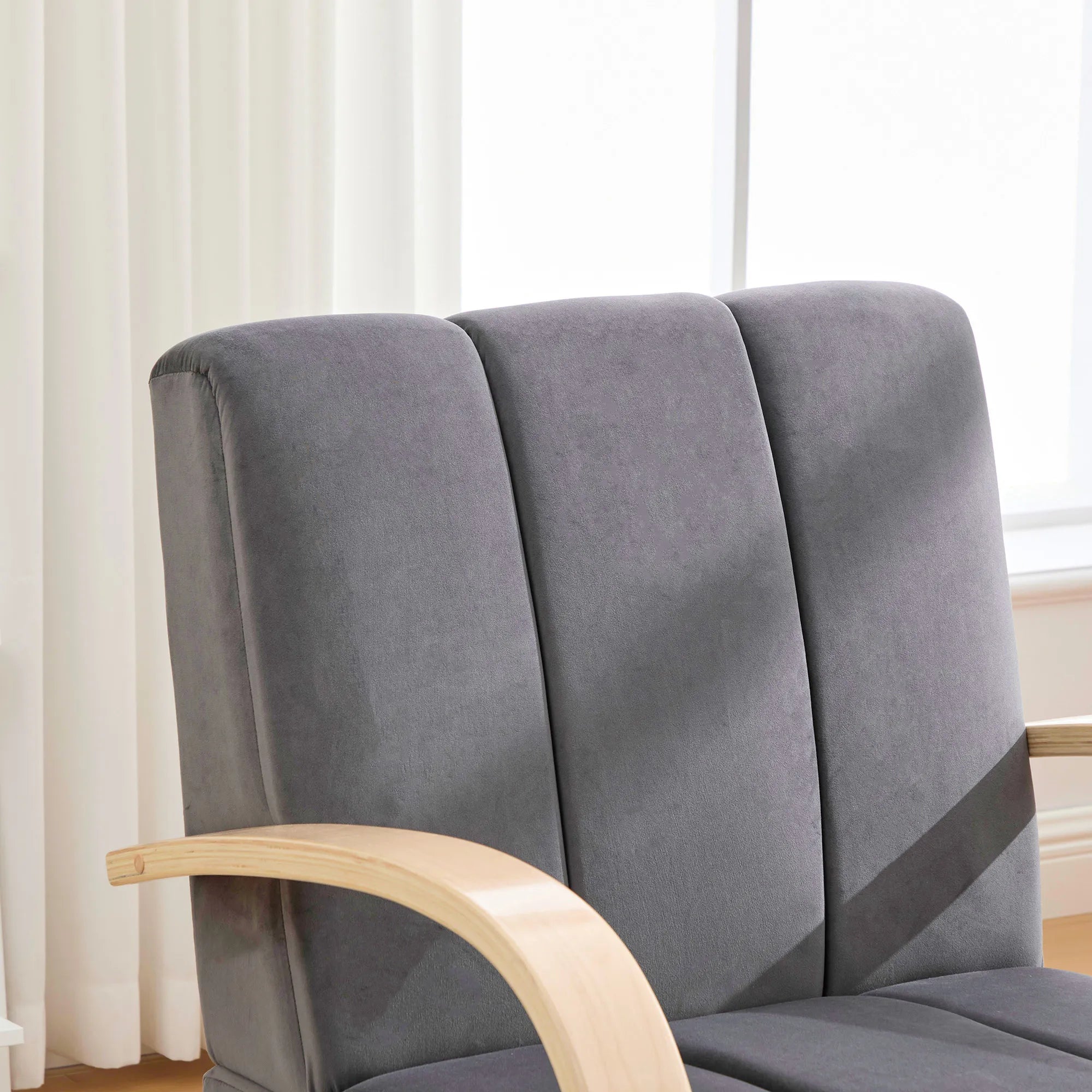 Modern Velvet 360° Swivel Accent Chair with Wood Armrests