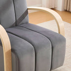 Modern Velvet 360° Swivel Accent Chair with Wood Armrests