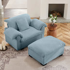 Modern Velvet Cloud Comfort Accent Chair with Ottoman & Storage