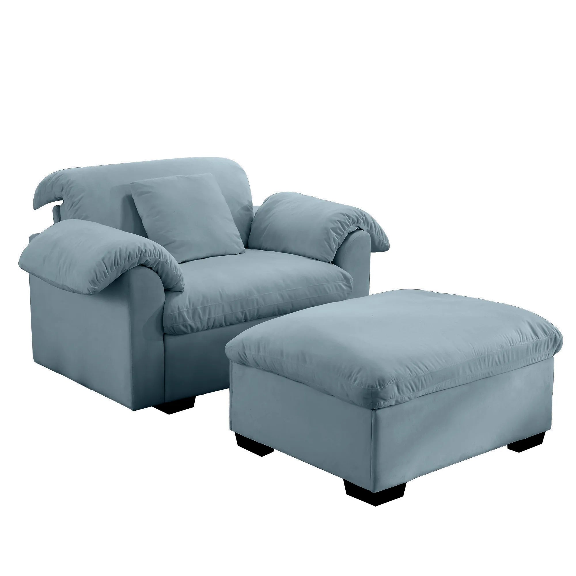 Modern Velvet Cloud Comfort Accent Chair with Ottoman & Storage