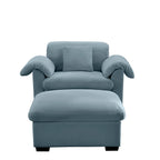Modern Velvet Cloud Comfort Accent Chair with Ottoman & Storage