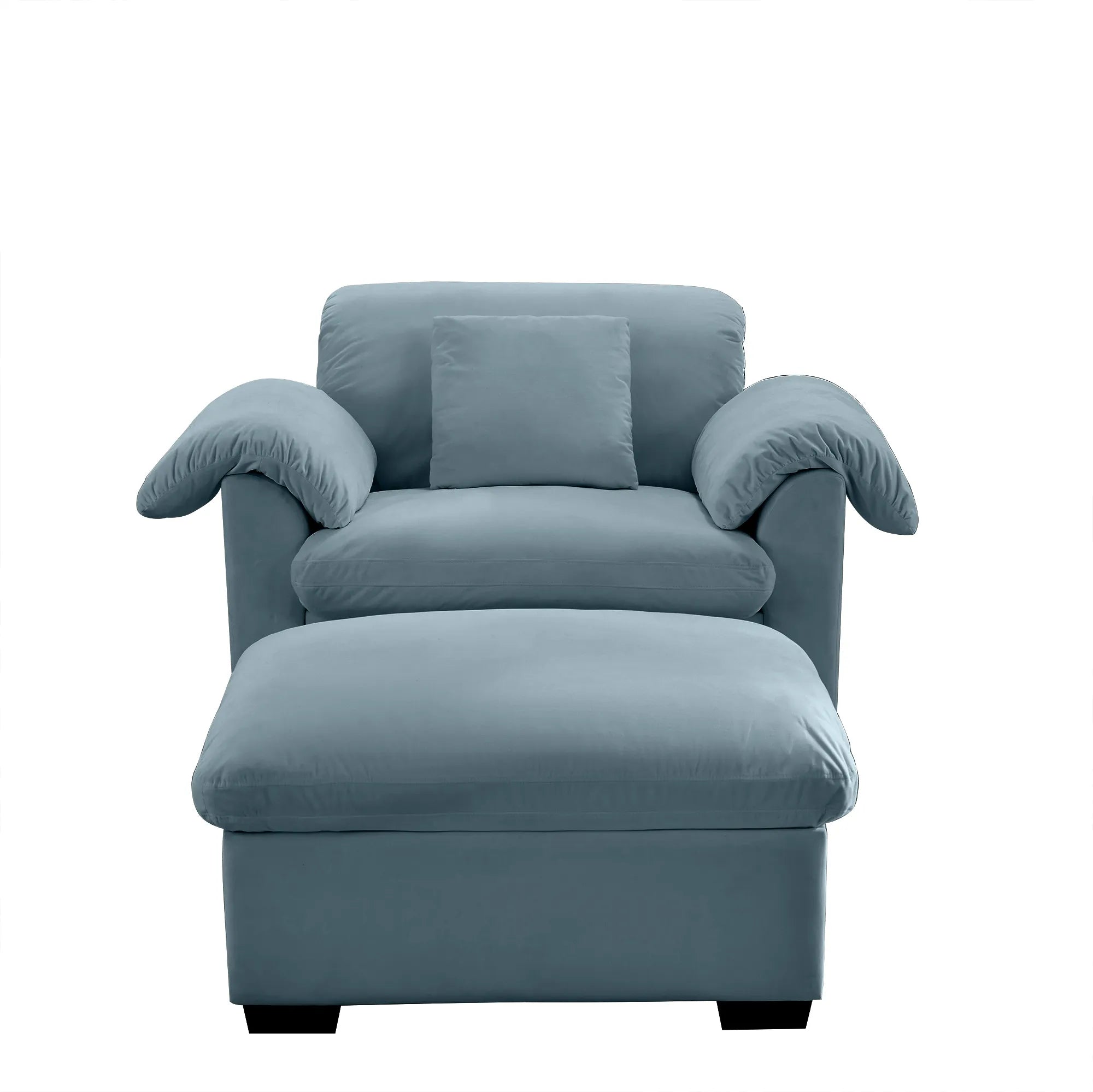 Modern Velvet Cloud Comfort Accent Chair with Ottoman & Storage
