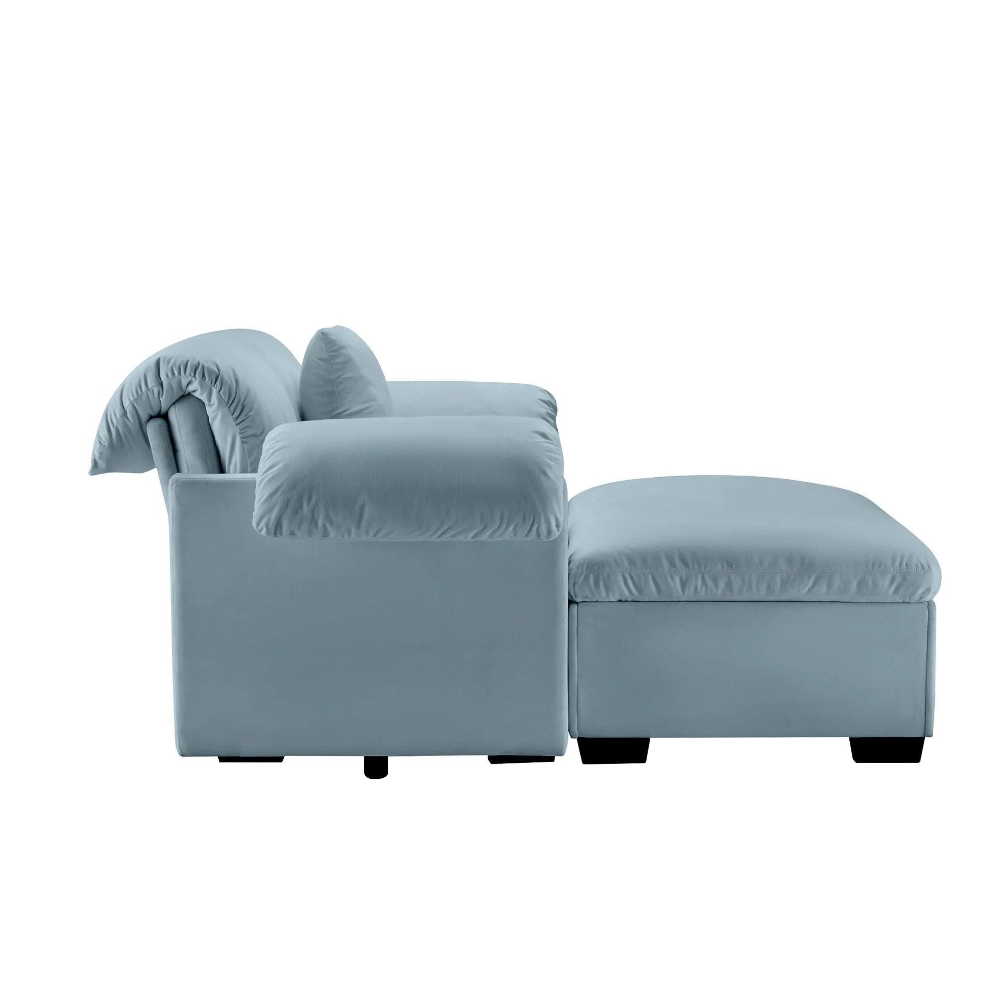 Modern Velvet Cloud Comfort Accent Chair with Ottoman & Storage