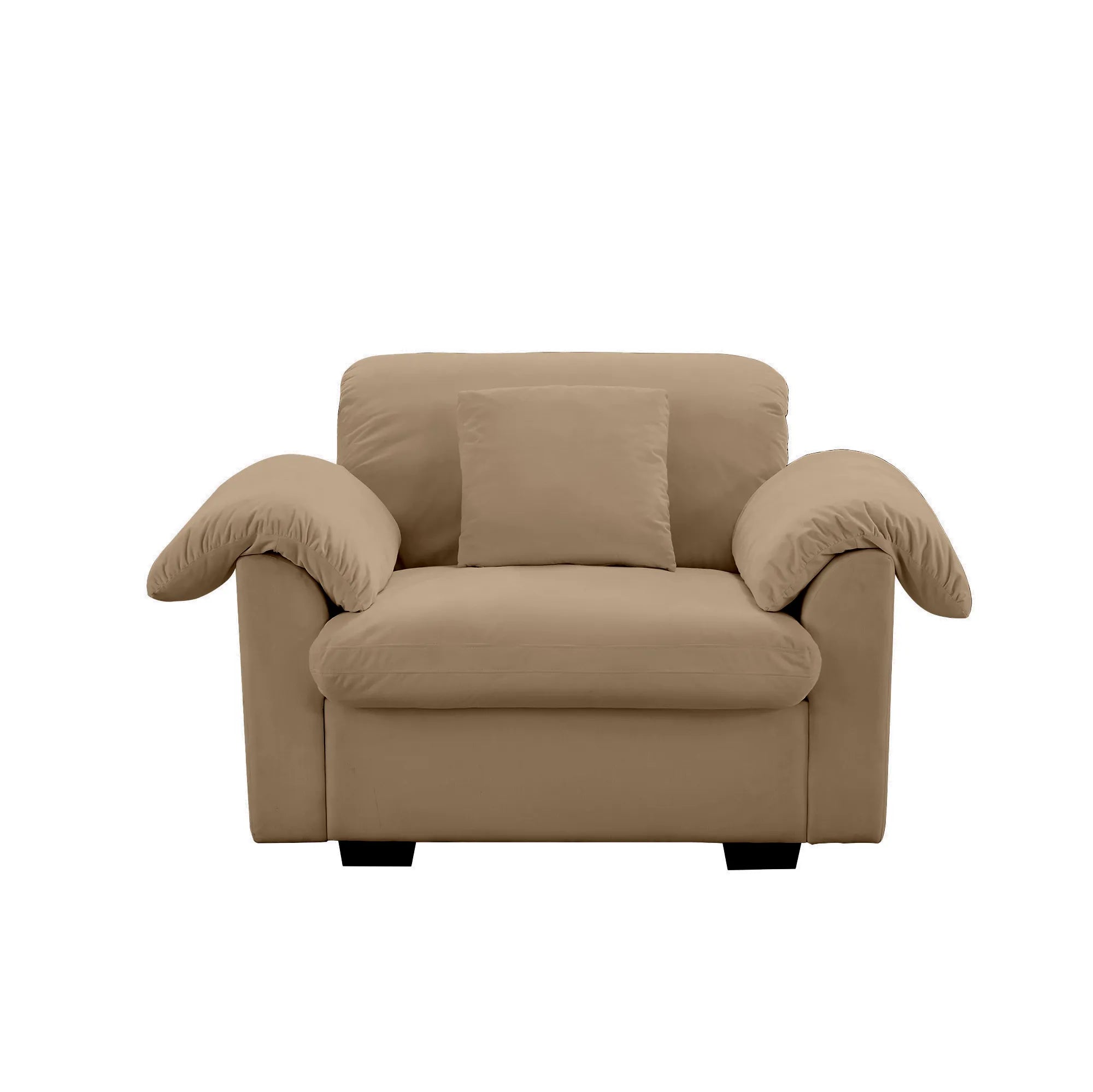 Modern Velvet Cloud Comfort Accent Chair with Ottoman & Storage
