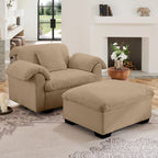 Modern Velvet Cloud Comfort Accent Chair with Ottoman & Storage