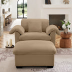 Modern Velvet Cloud Comfort Accent Chair with Ottoman & Storage