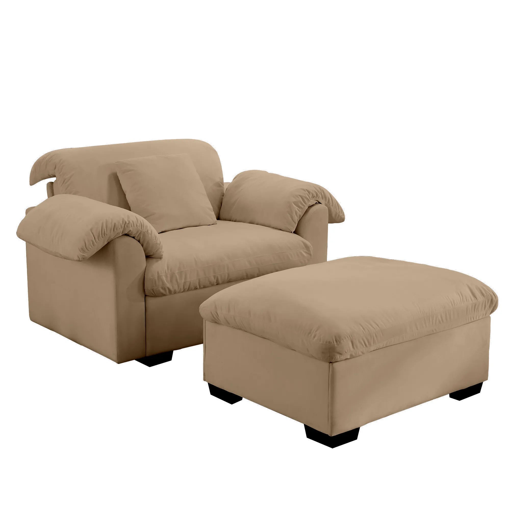 Modern Velvet Cloud Comfort Accent Chair with Ottoman & Storage