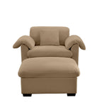Modern Velvet Cloud Comfort Accent Chair with Ottoman & Storage