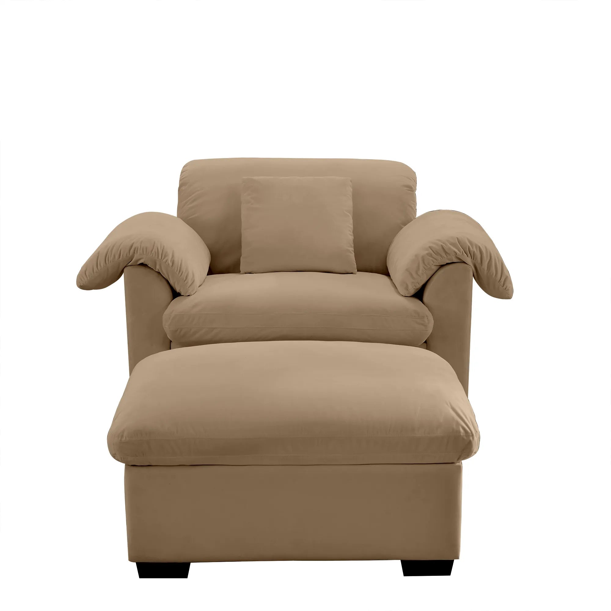 Modern Velvet Cloud Comfort Accent Chair with Ottoman & Storage