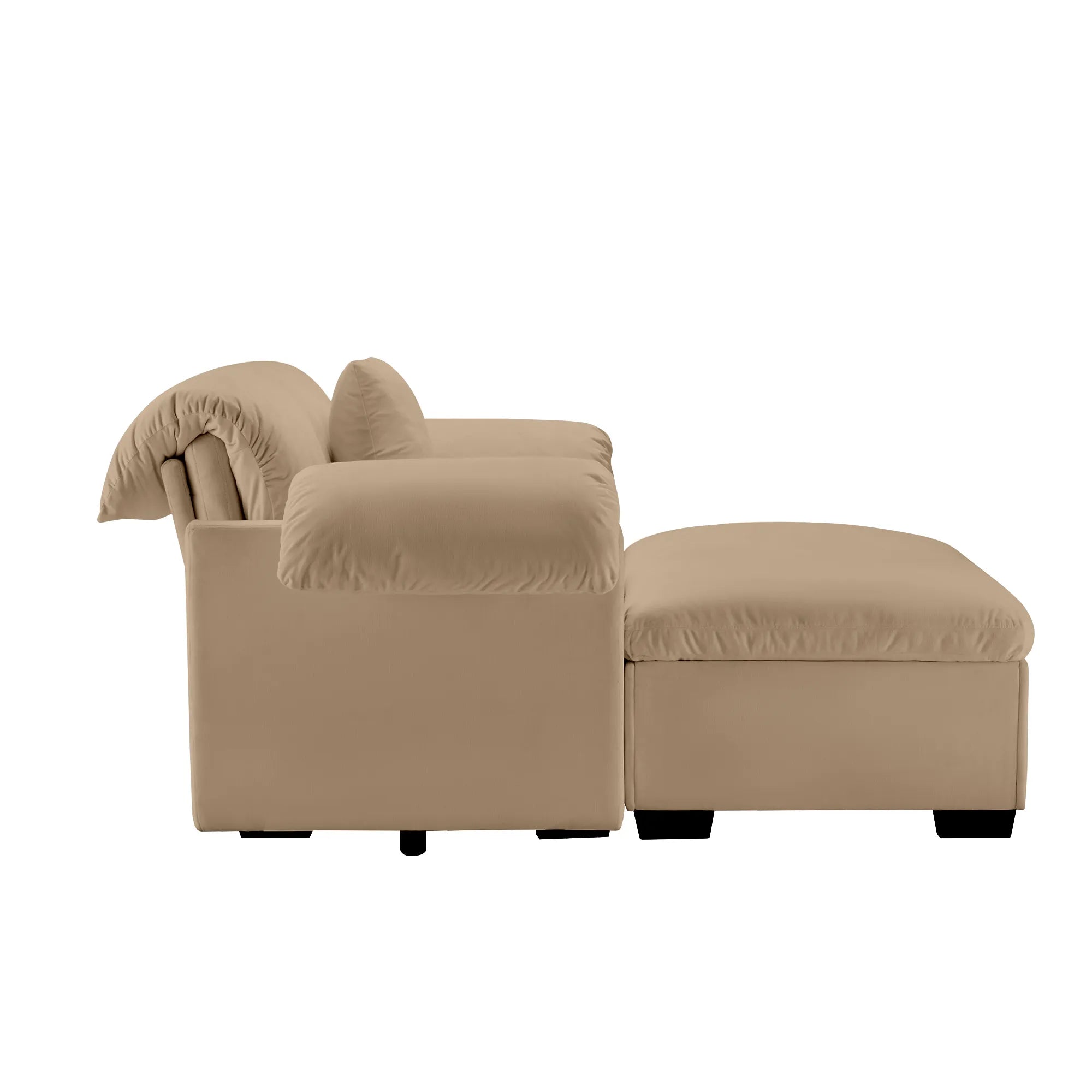 Modern Velvet Cloud Comfort Accent Chair with Ottoman & Storage