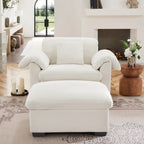 Modern Velvet Cloud Comfort Accent Chair with Ottoman & Storage