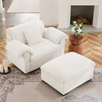 Modern Velvet Cloud Comfort Accent Chair with Ottoman & Storage