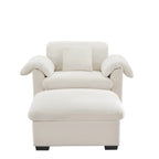 Modern Velvet Cloud Comfort Accent Chair with Ottoman & Storage