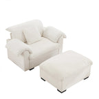 Modern Velvet Cloud Comfort Accent Chair with Ottoman & Storage