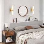 Modern Vertical Wall Sconce Set of 2, Imitation Marble Design