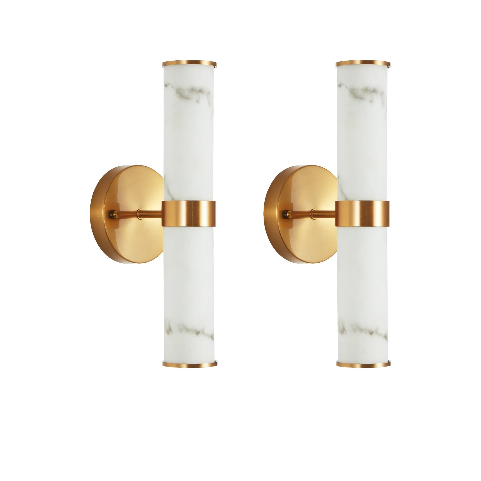 Modern Vertical Wall Sconce Set of 2, Imitation Marble Design