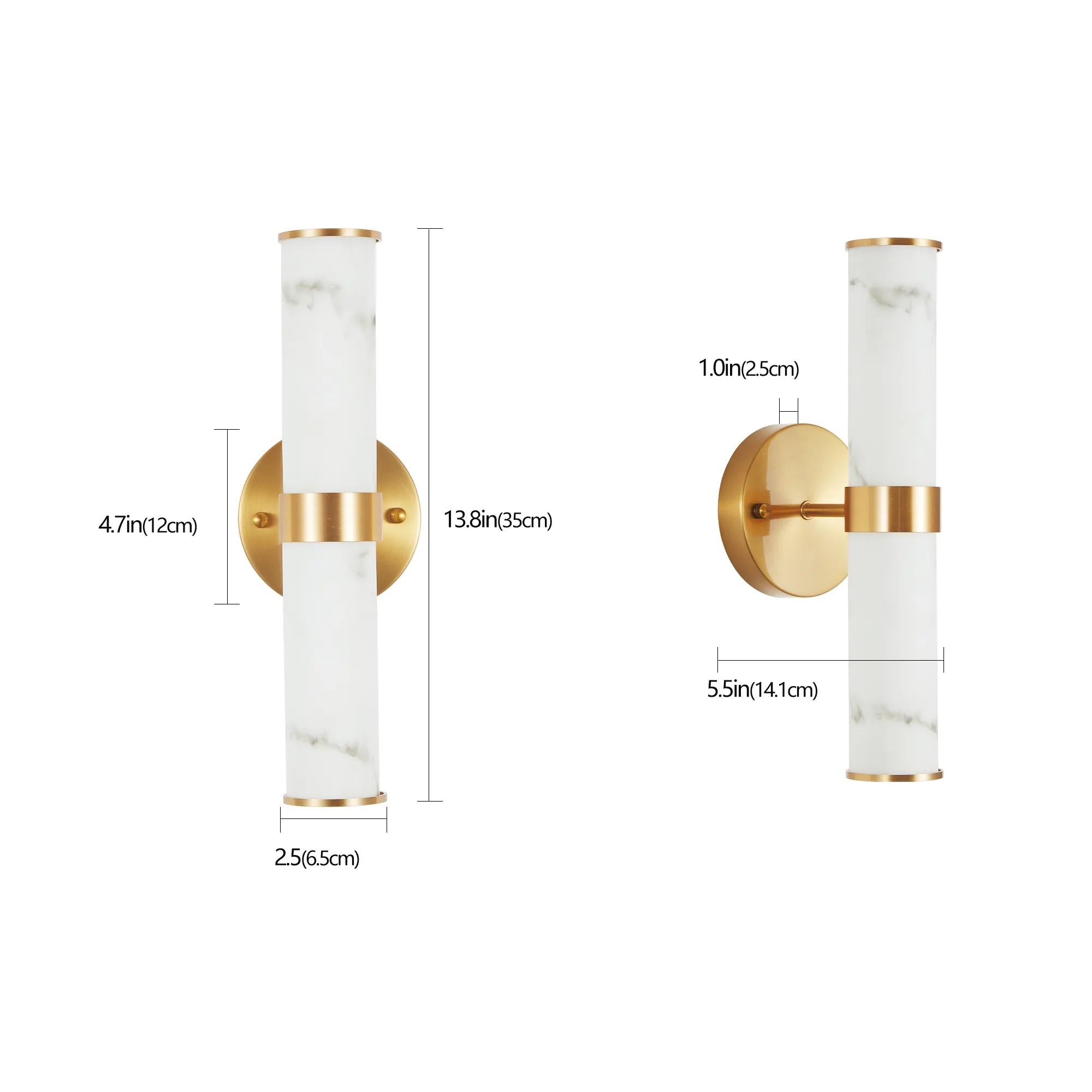 Modern Vertical Wall Sconce Set of 2, Imitation Marble Design
