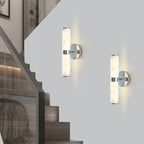 Modern Vertical Wall Sconce Set of 2, Imitation Marble Design