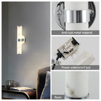 Modern Vertical Wall Sconce Set of 2, Imitation Marble Design