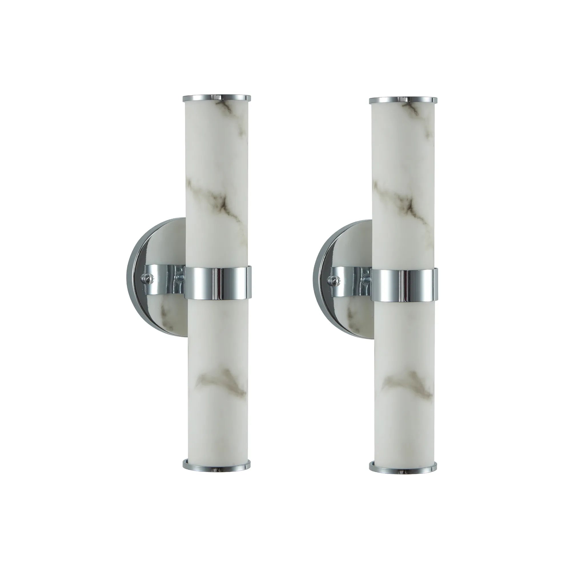 Modern Vertical Wall Sconce Set of 2, Imitation Marble Design