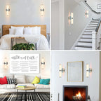 Modern Vertical Wall Sconce Set of 2, Imitation Marble Design