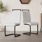 Modern White PU Leather Dining Chair Set With High Back And C-shaped Base