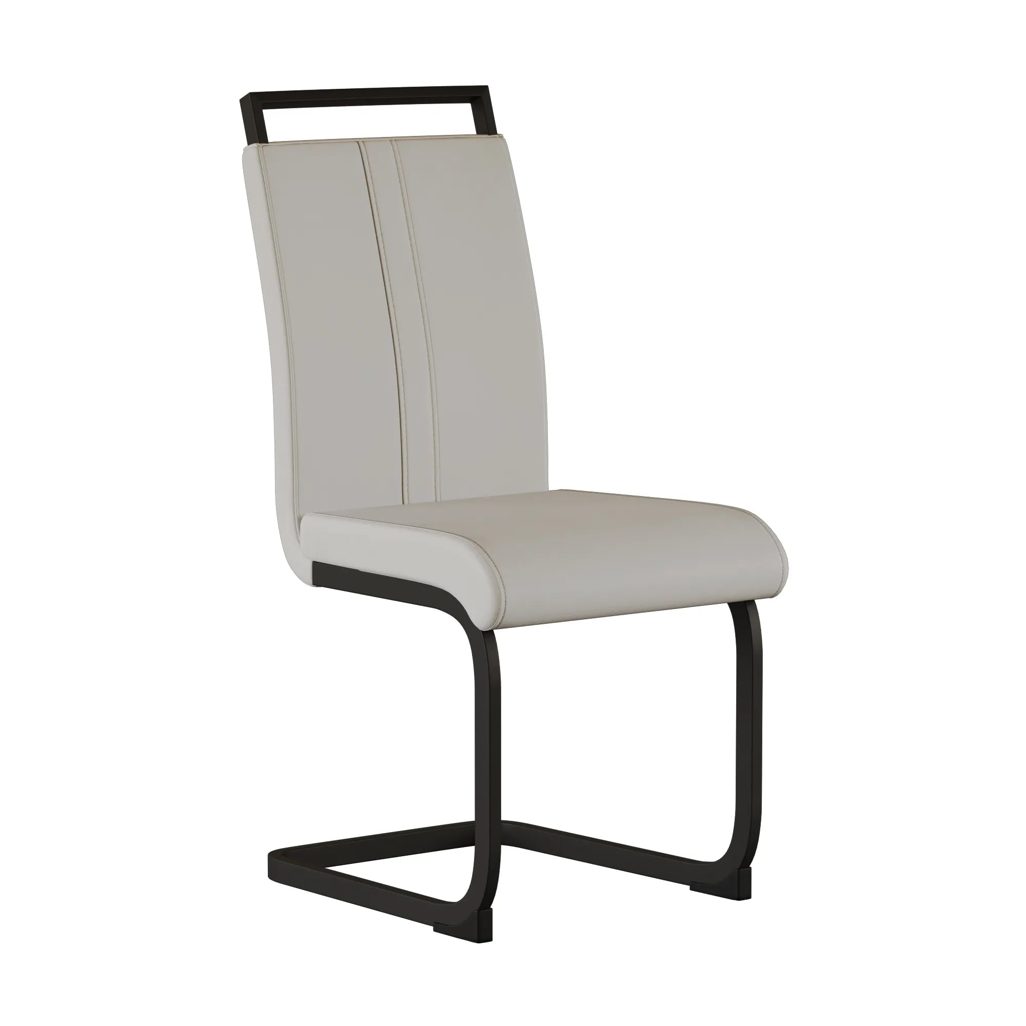 Modern White PU Leather Dining Chair Set With High Back And C-shaped Base