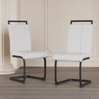 Modern White PU Leather Dining Chair Set With High Back And C-shaped Base