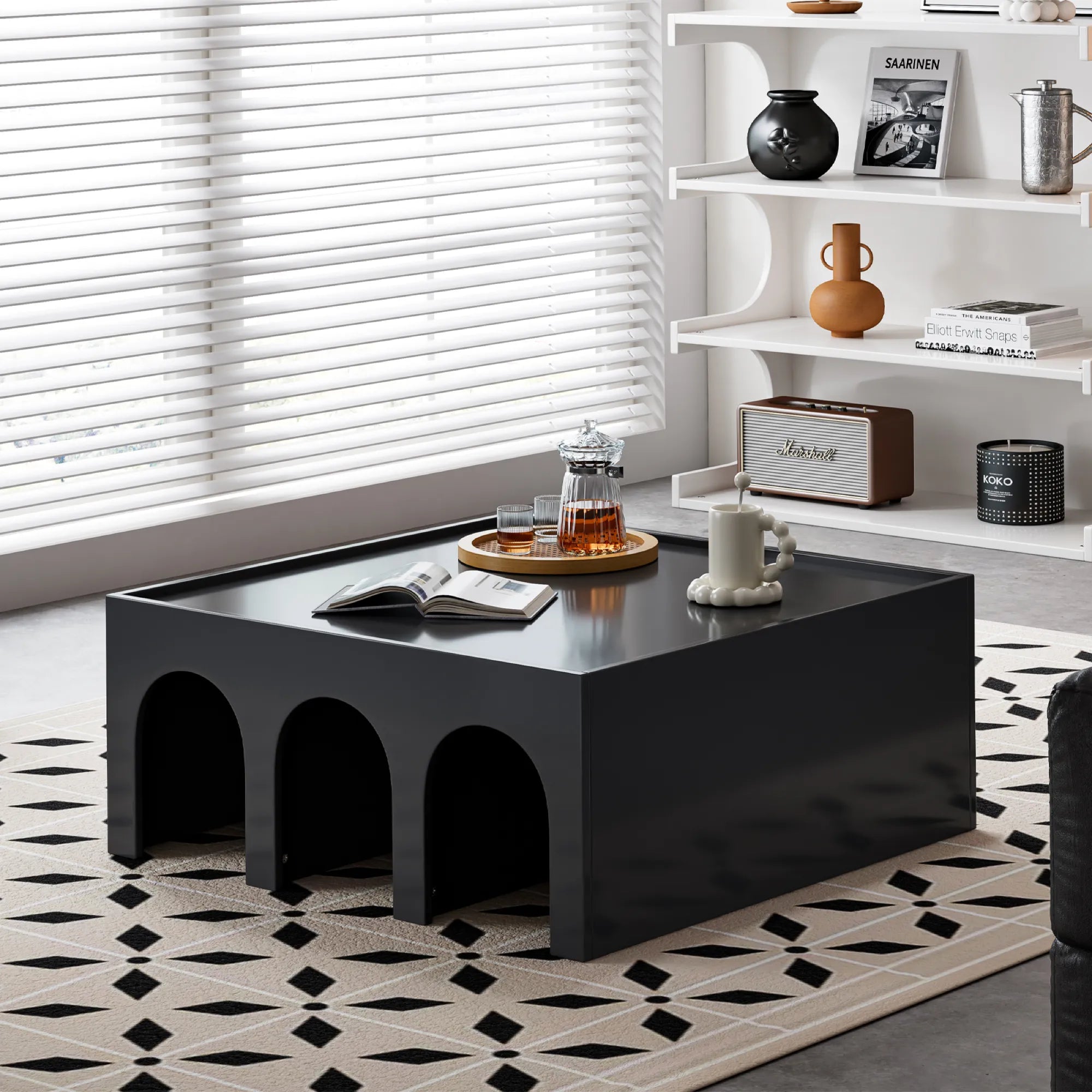 Multifunctional 4-Tier Bookcase Shelf and Coffee Table