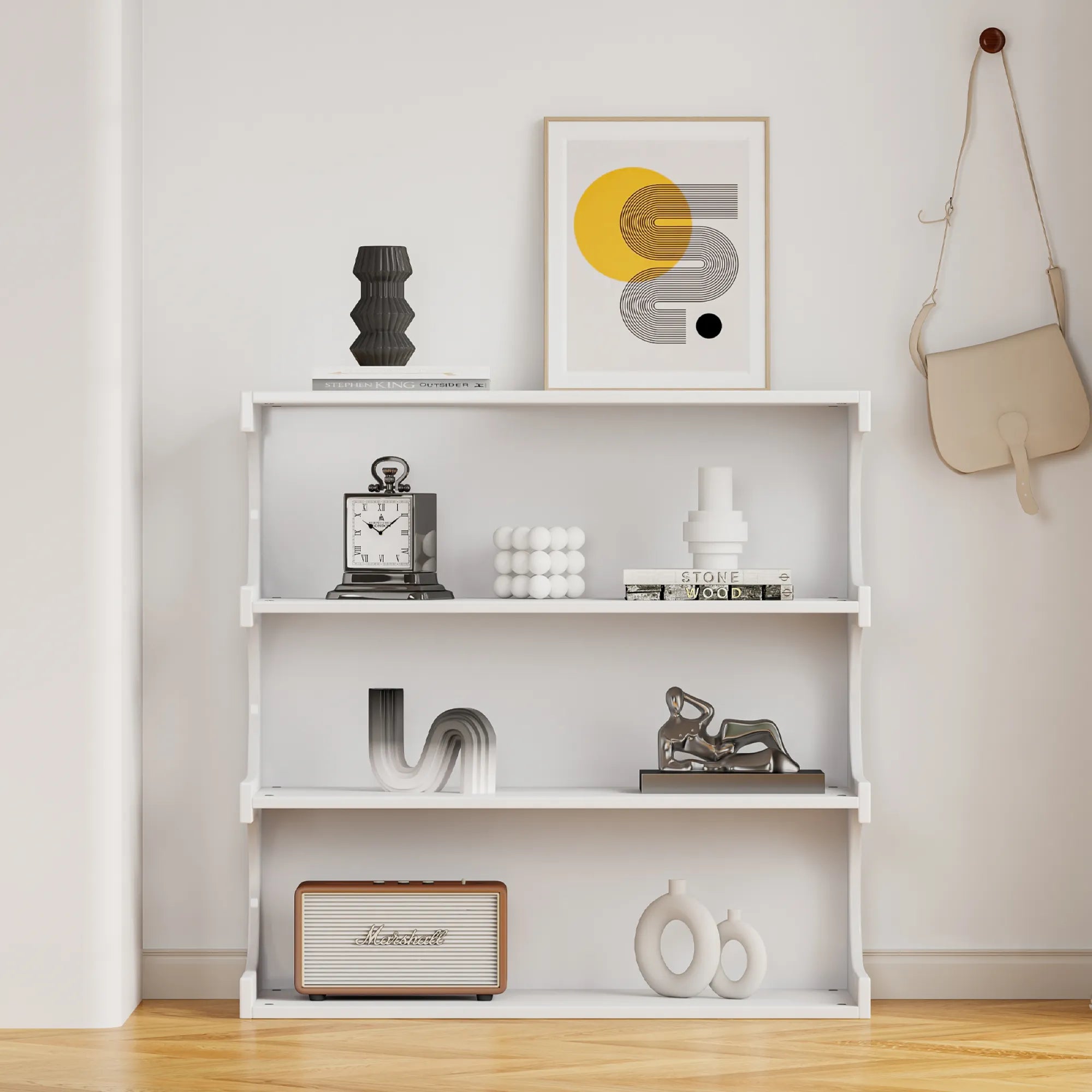 Multifunctional 4-Tier Bookcase Shelf and Coffee Table