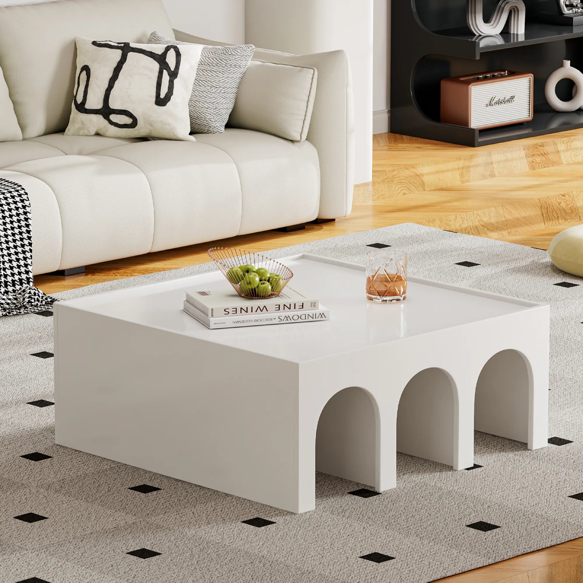 Multifunctional 4-Tier Bookcase Shelf and Coffee Table