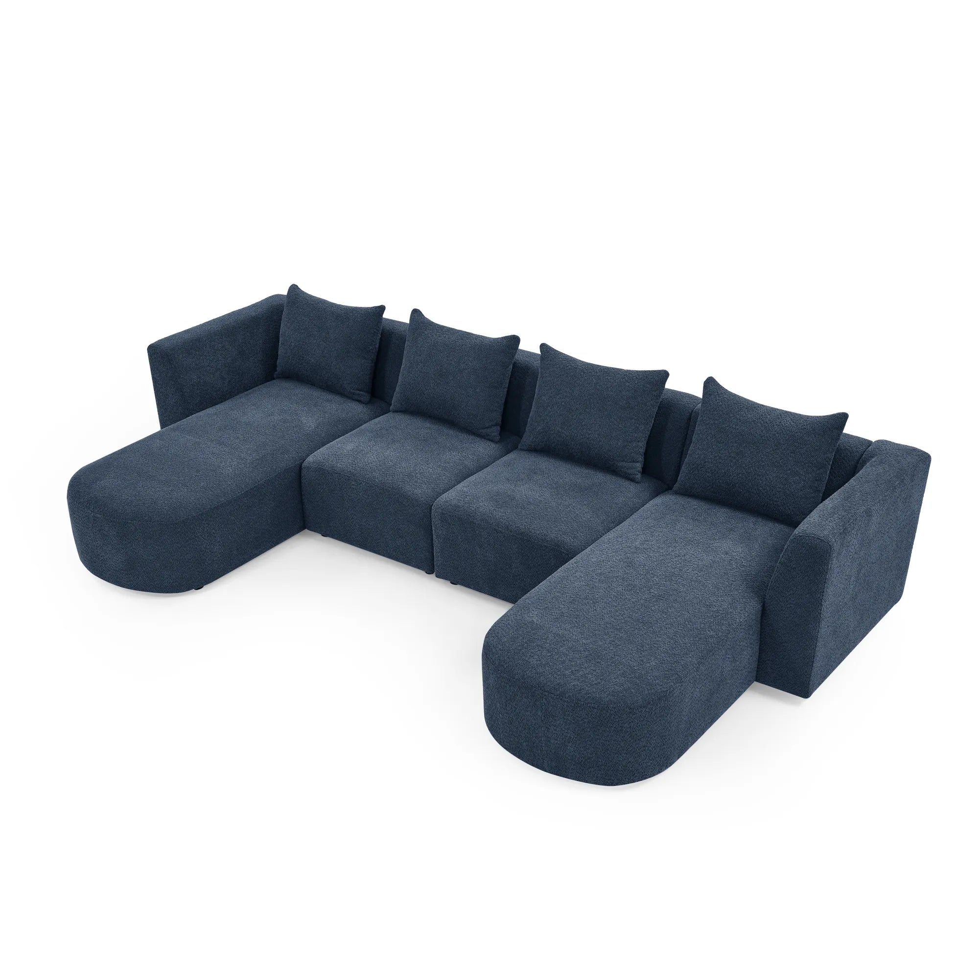 Navy Blue Modern Modular Sofa with Chaise and Ottoman