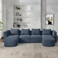 Navy Blue Modern Modular Sofa with Chaise and Ottoman