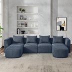 Navy Blue Modern Modular Sofa with Chaise and Ottoman