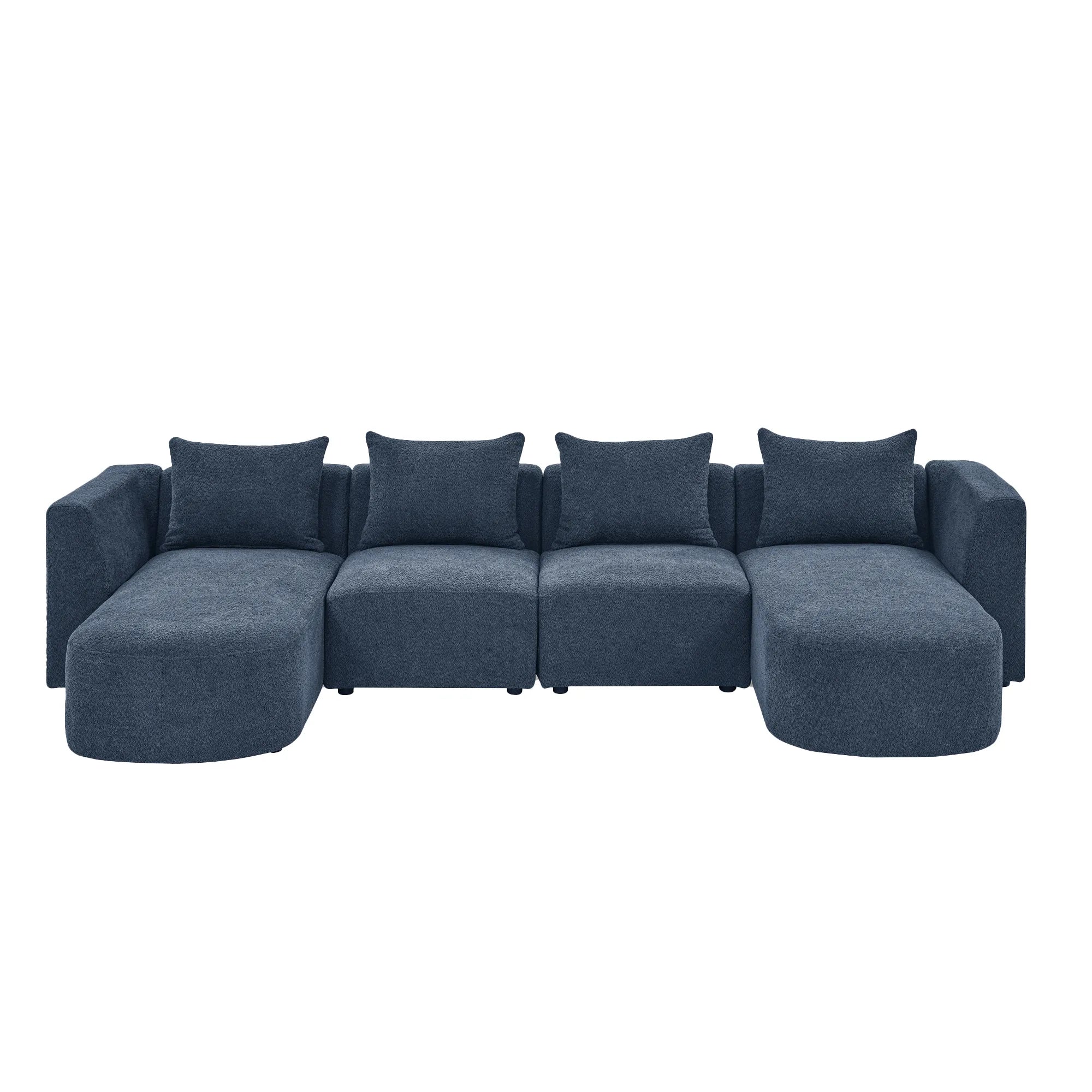 Navy Blue Modern Modular Sofa with Chaise and Ottoman
