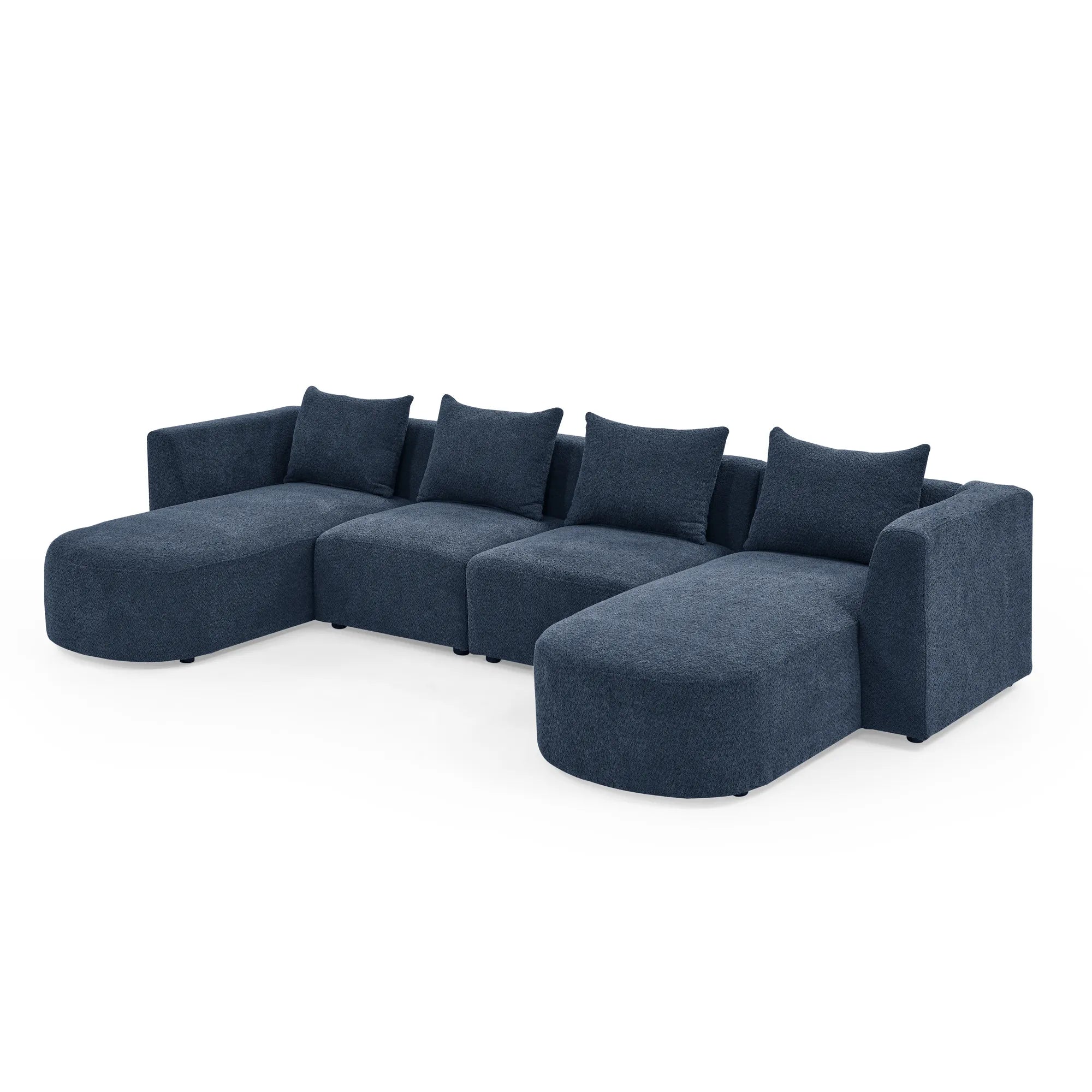 Navy Blue Modern Modular Sofa with Chaise and Ottoman