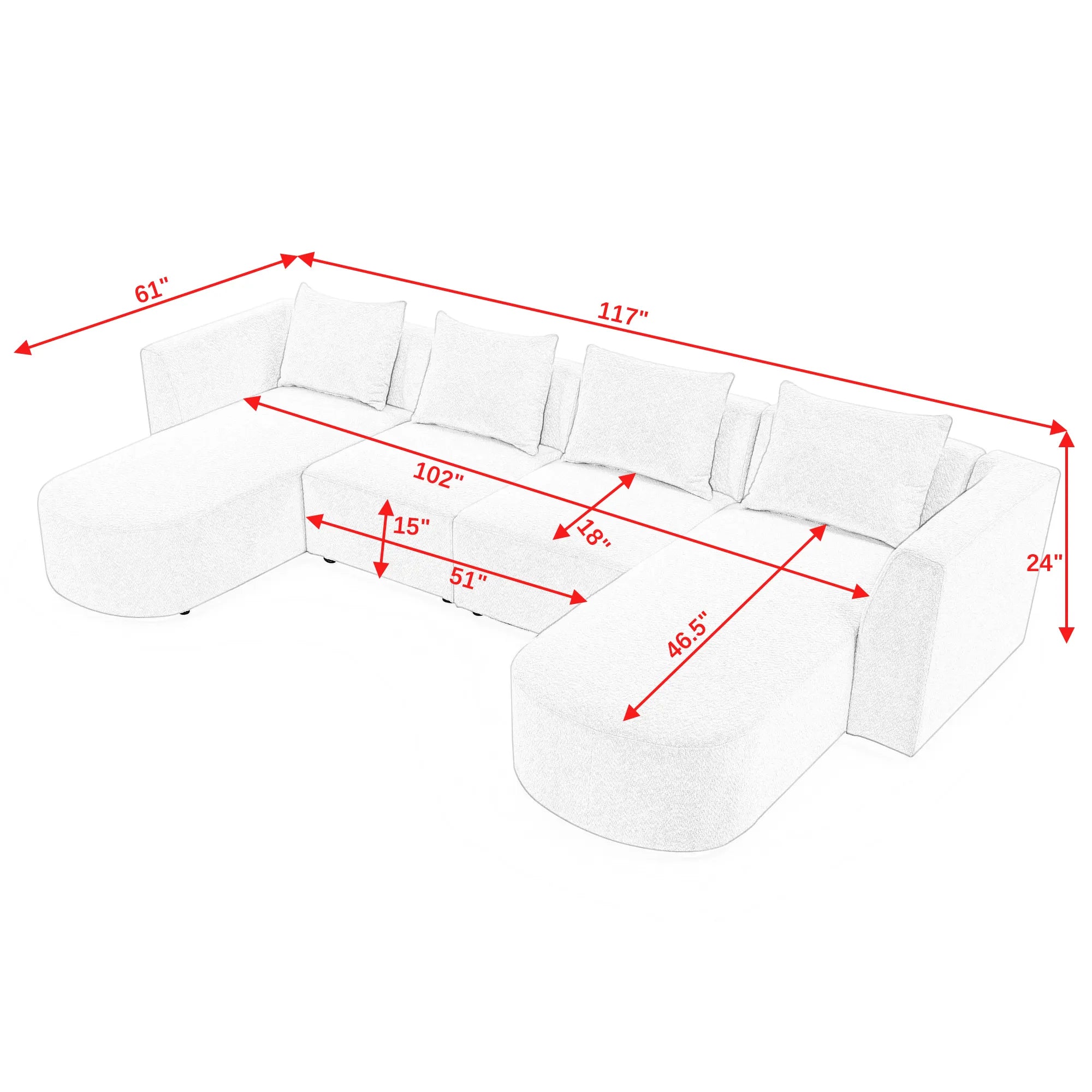 Navy Blue Modern Modular Sofa with Chaise and Ottoman