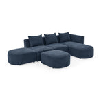 Navy Blue Modern Modular Sofa with Chaise and Ottoman