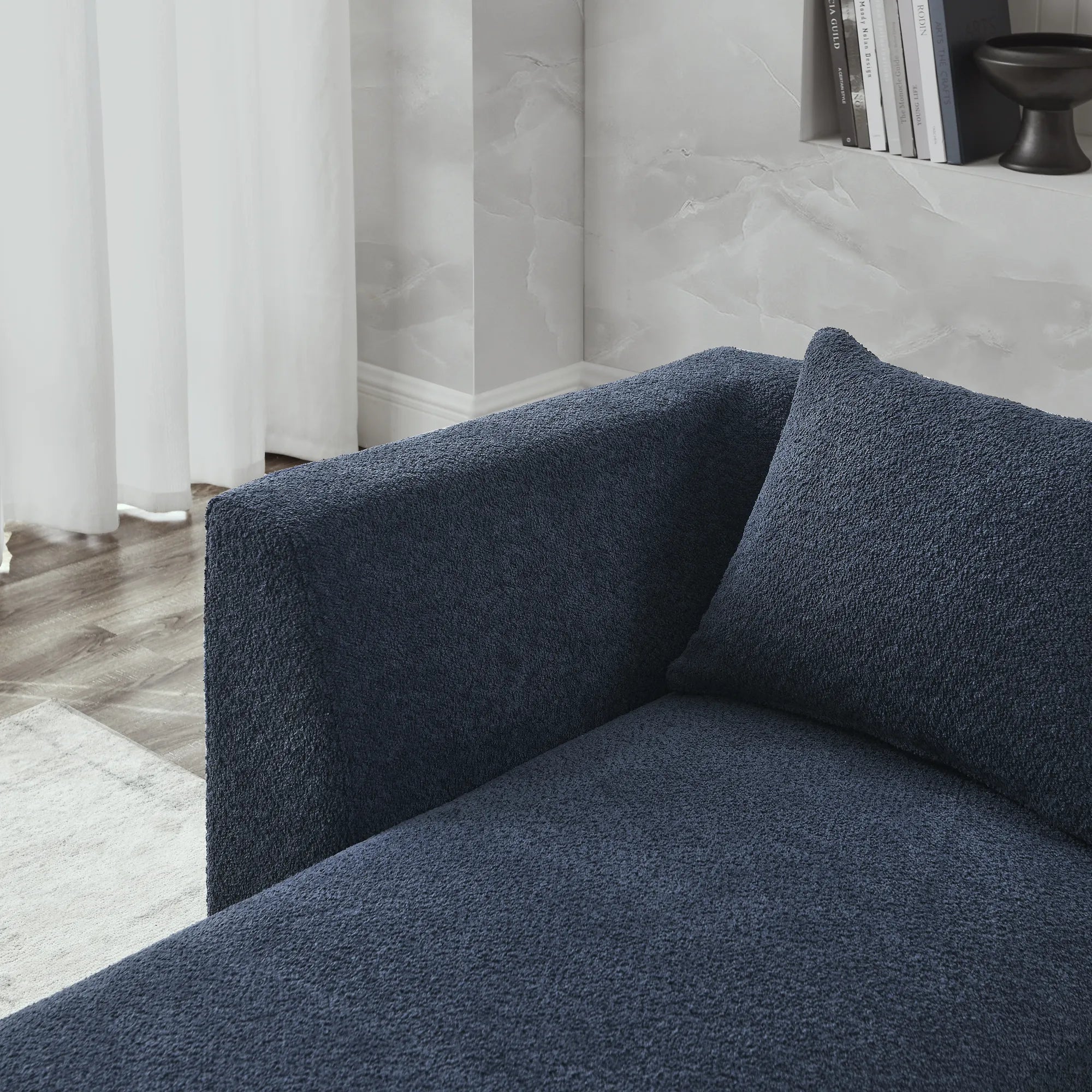 Navy Blue Modern Modular Sofa with Chaise and Ottoman