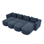 Navy Blue Modern Modular Sofa with Chaise and Ottoman