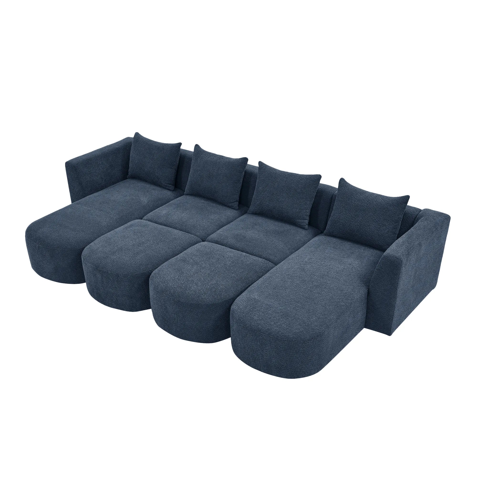 Navy Blue Modern Modular Sofa with Chaise and Ottoman
