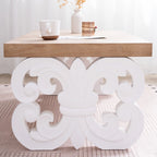 Ornate Farmhouse Coffee Table with Carved Base