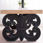 Ornate Farmhouse Coffee Table with Carved Base