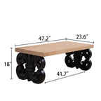 Ornate Farmhouse Coffee Table with Carved Base