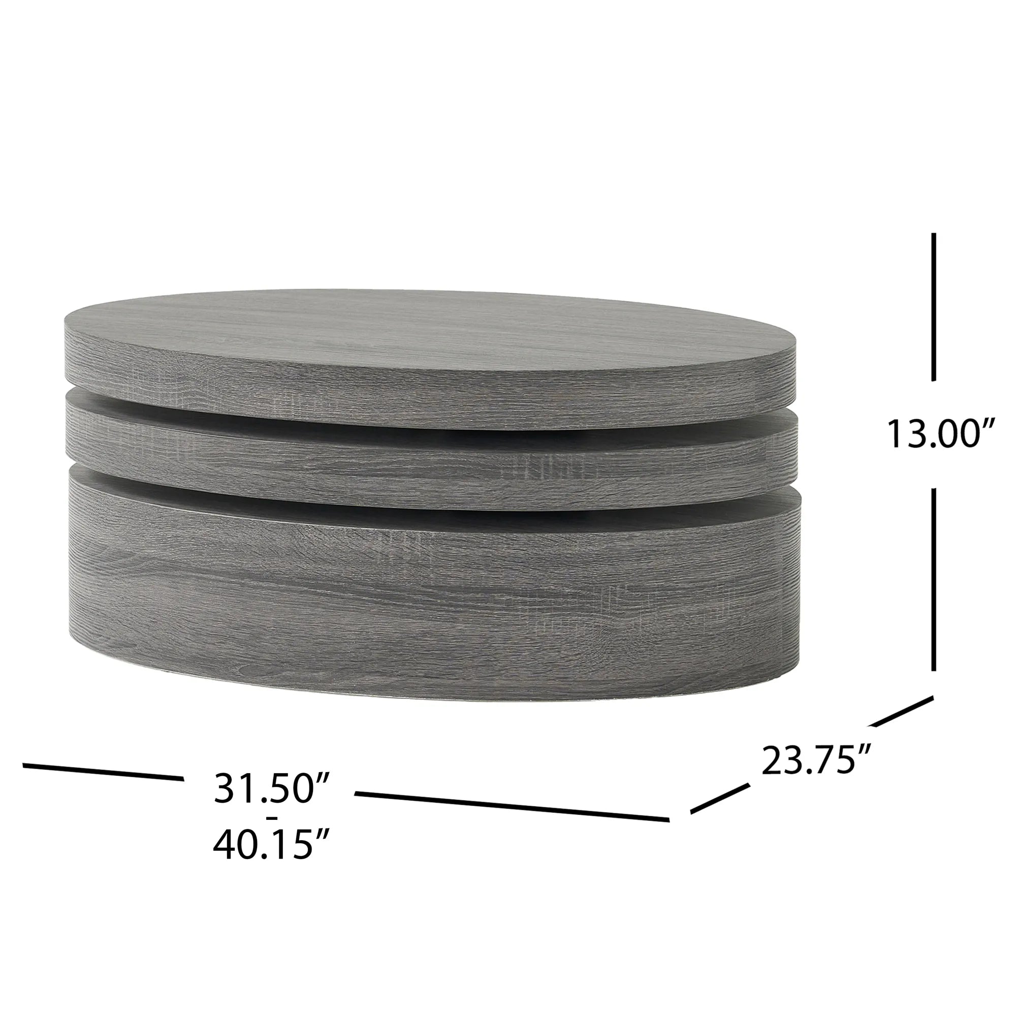 Oval Shape Modern Coffee Table with Rotating Top