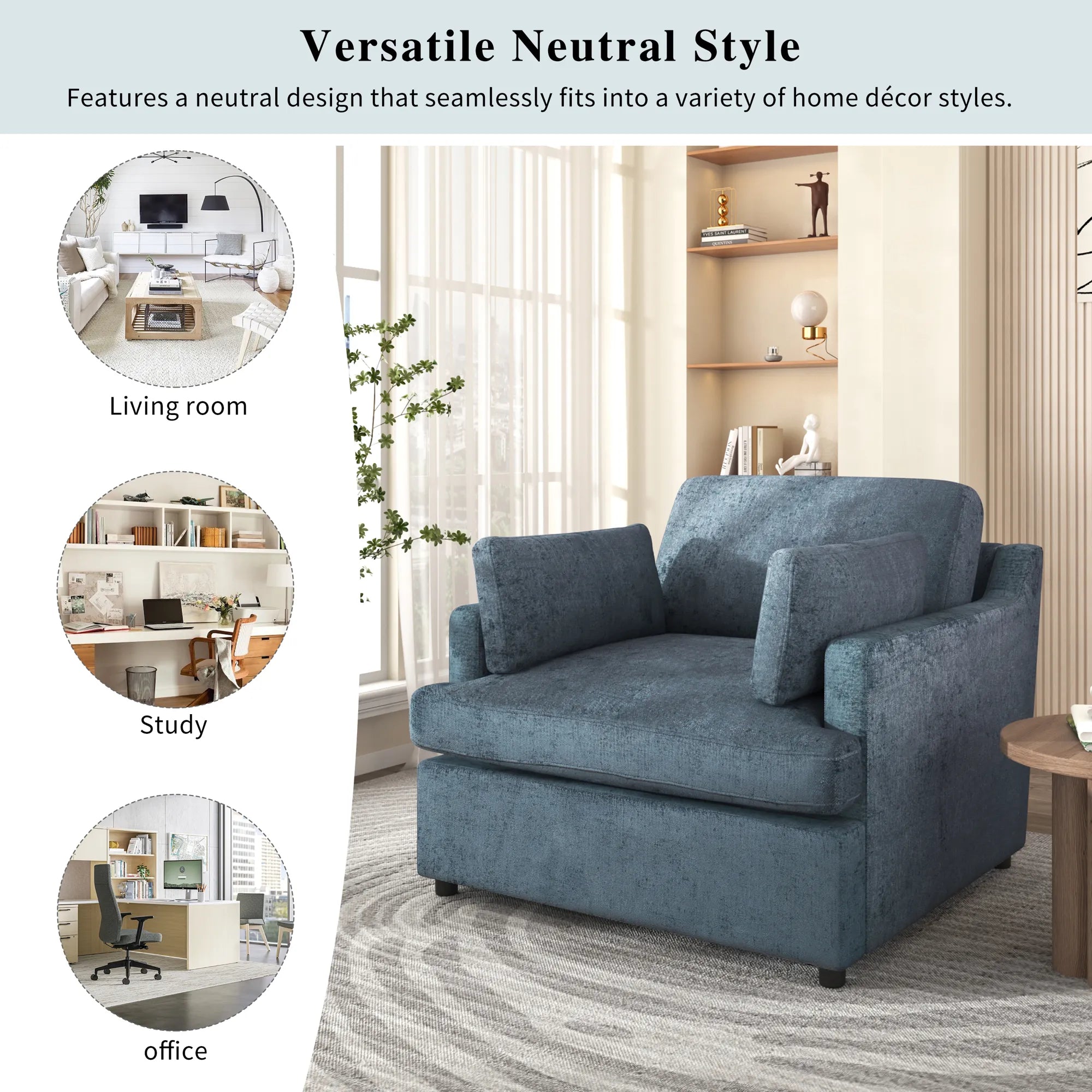 Oversized Accent Chair with Armrest Cushions