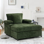 Oversized Chenille Accent Chair with Ottoman