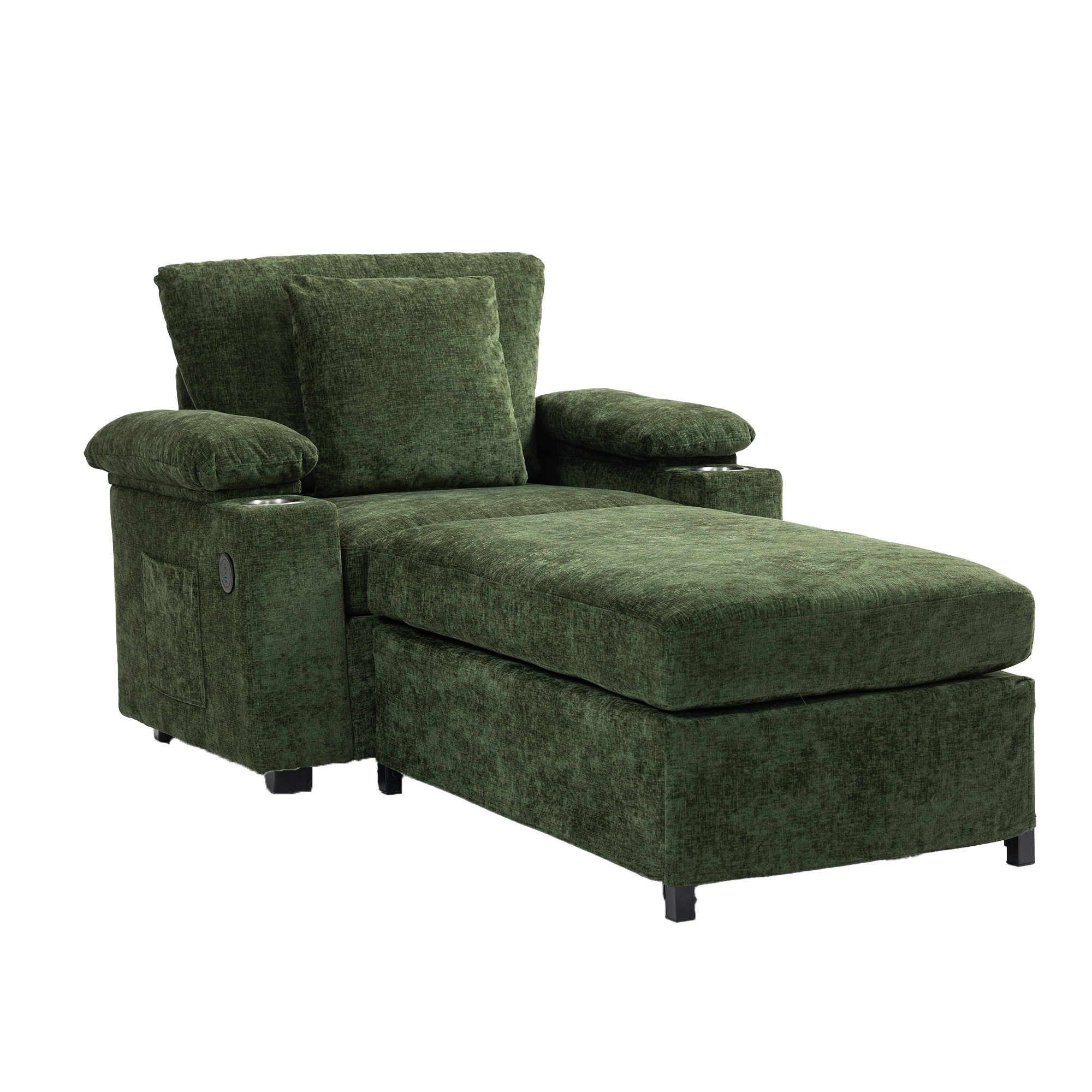 Oversized Chenille Accent Chair with Ottoman