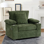 Oversized Chenille Accent Chair with Ottoman
